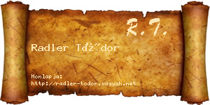 Radler Tódor névjegykártya
